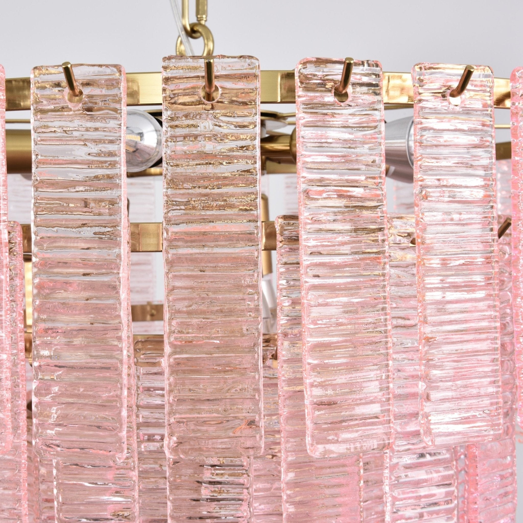 Aurora Chandelier Pink Murano Glass Layered Vintage Luxury - Letslighting