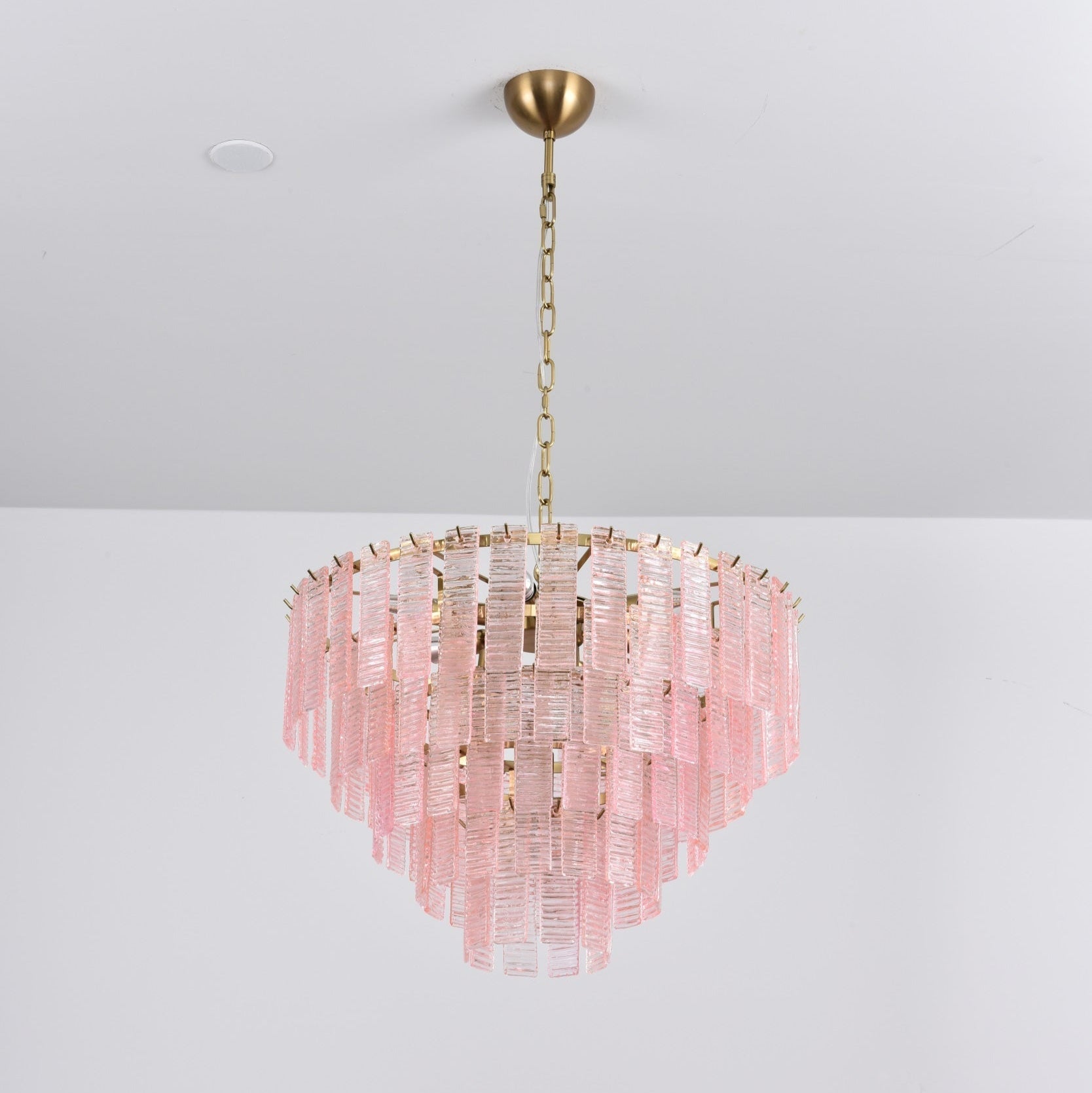 Aurora Chandelier Pink Murano Glass Layered Vintage Luxury - Letslighting