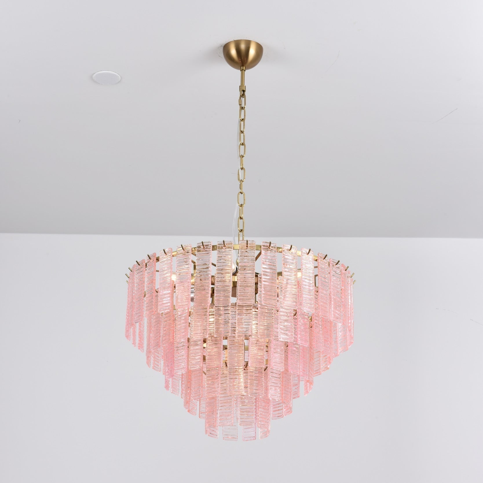 Aurora Chandelier Pink Murano Glass Layered Vintage Luxury - Letslighting