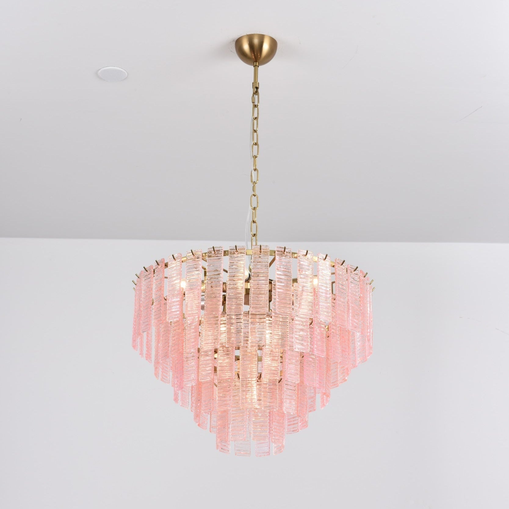 Aurora Chandelier Pink Murano Glass Layered Vintage Luxury - Letslighting