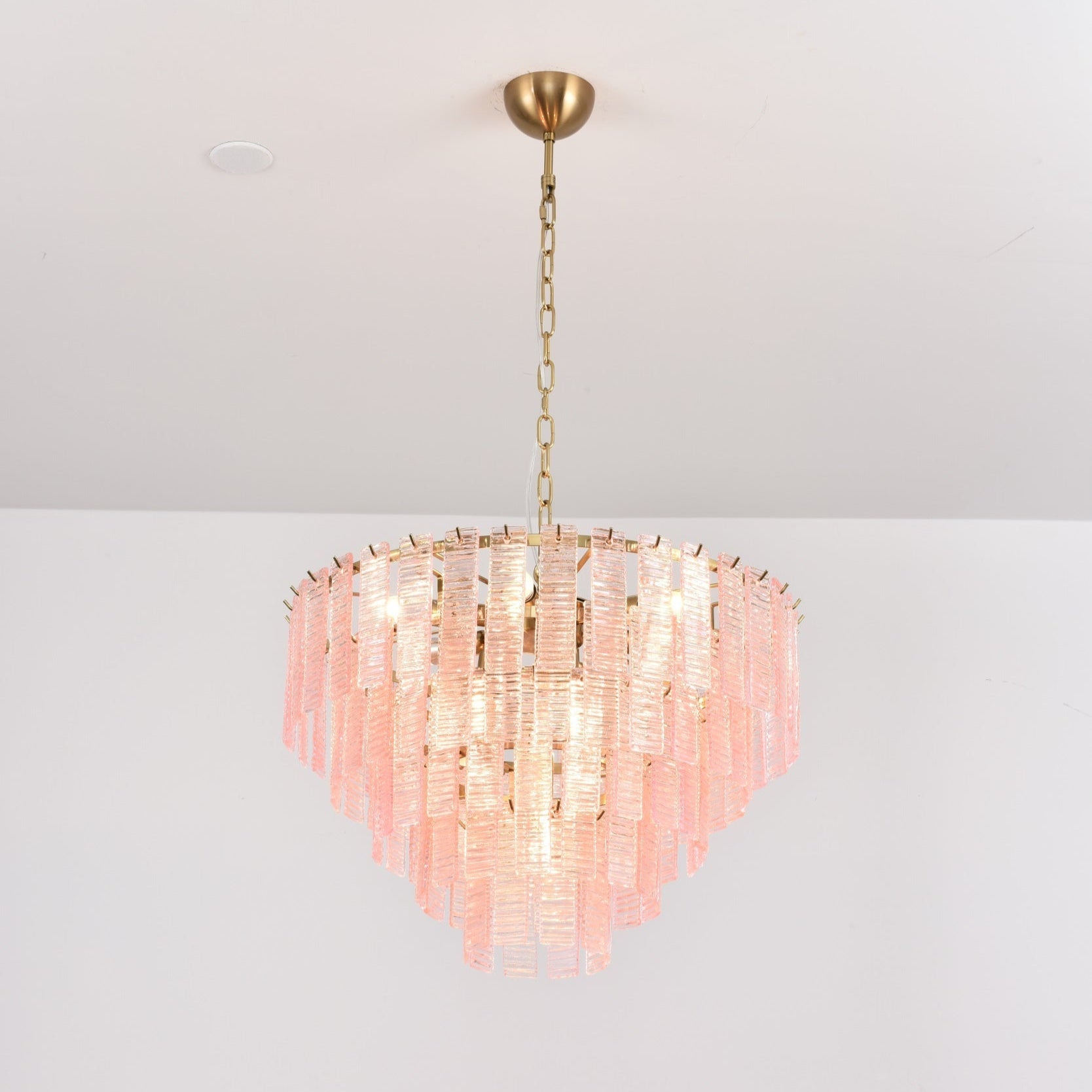 Aurora Chandelier Pink Murano Glass Layered Vintage Luxury - Letslighting