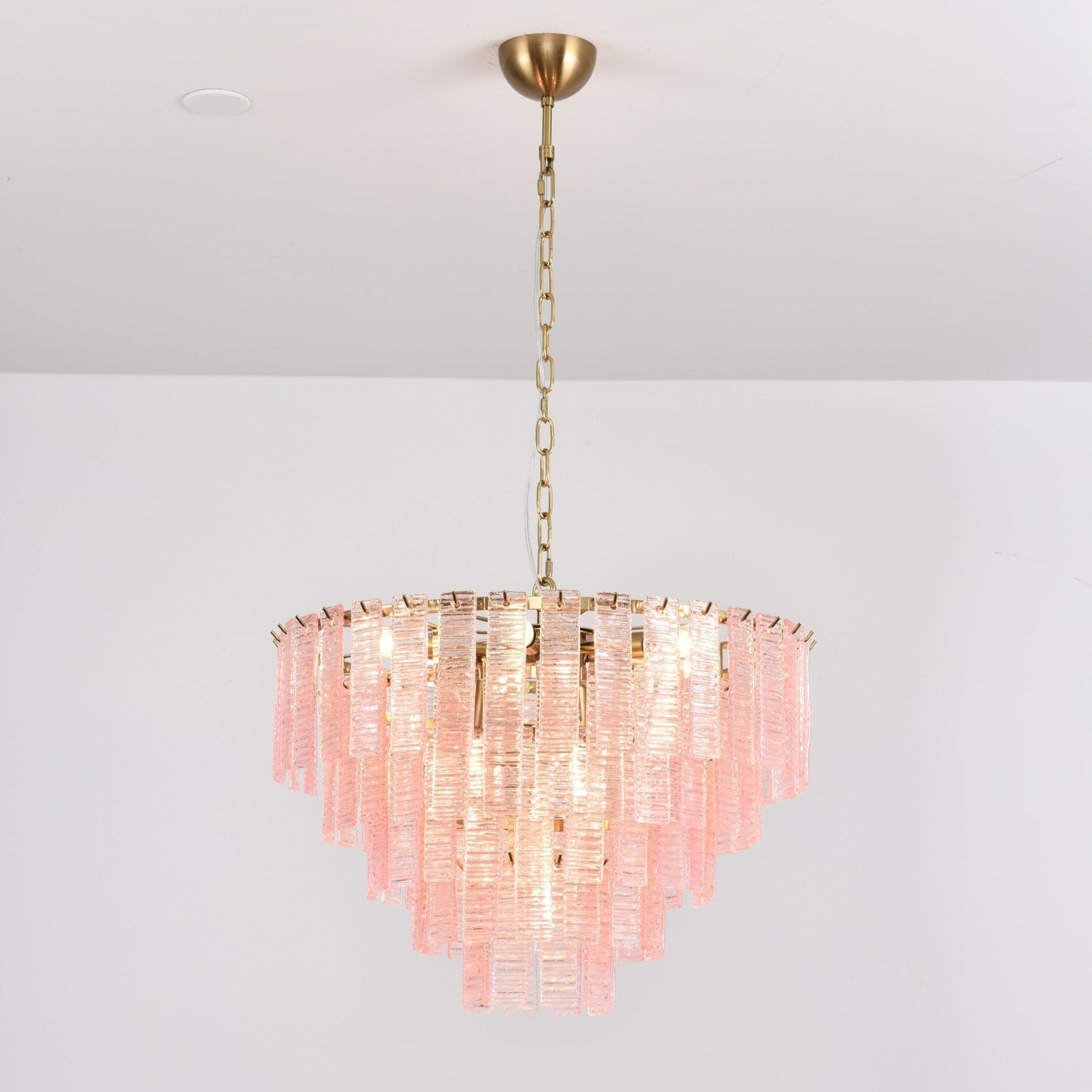 Aurora Chandelier Pink Murano Glass Layered Vintage Luxury - Letslighting