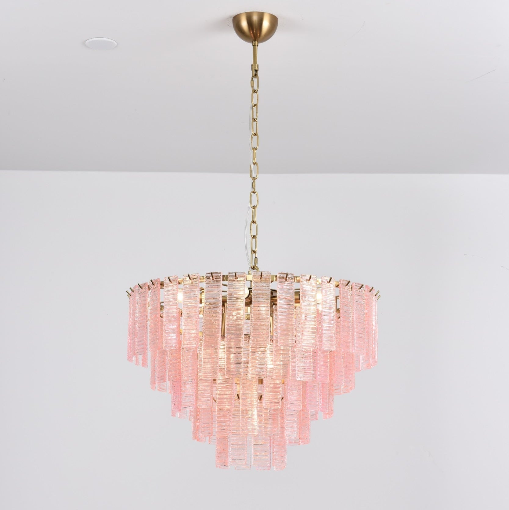 Aurora Chandelier Pink Murano Glass Layered Vintage Luxury - Letslighting
