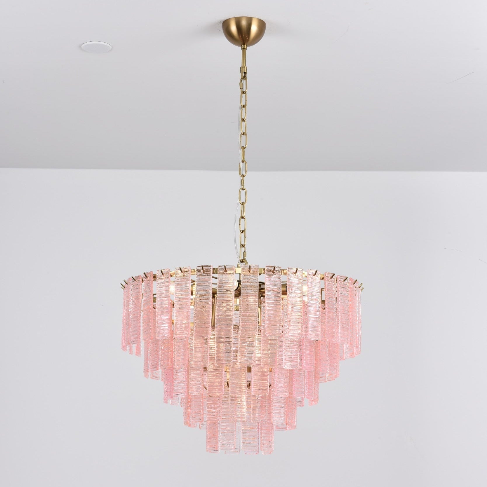 Aurora Chandelier Pink Murano Glass Layered Vintage Luxury - Letslighting