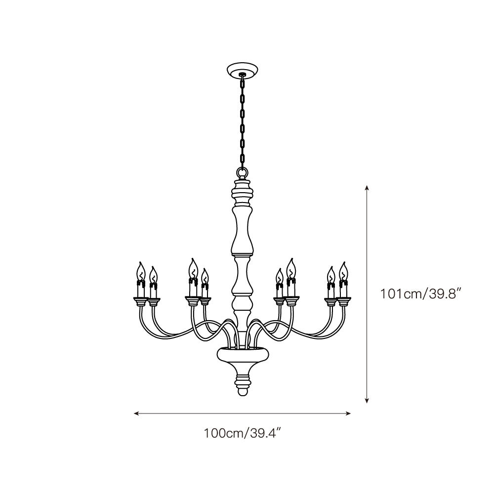 Emirel Vintage 8-Light Candle Wooden Metal Chandelier - Lamp Copper