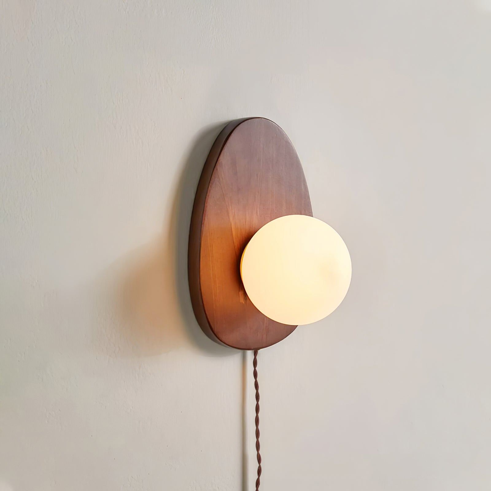 Nylaeiel Nordic Art Plug-in Walnut Glass Wood Wall Lamp - Neutralighting