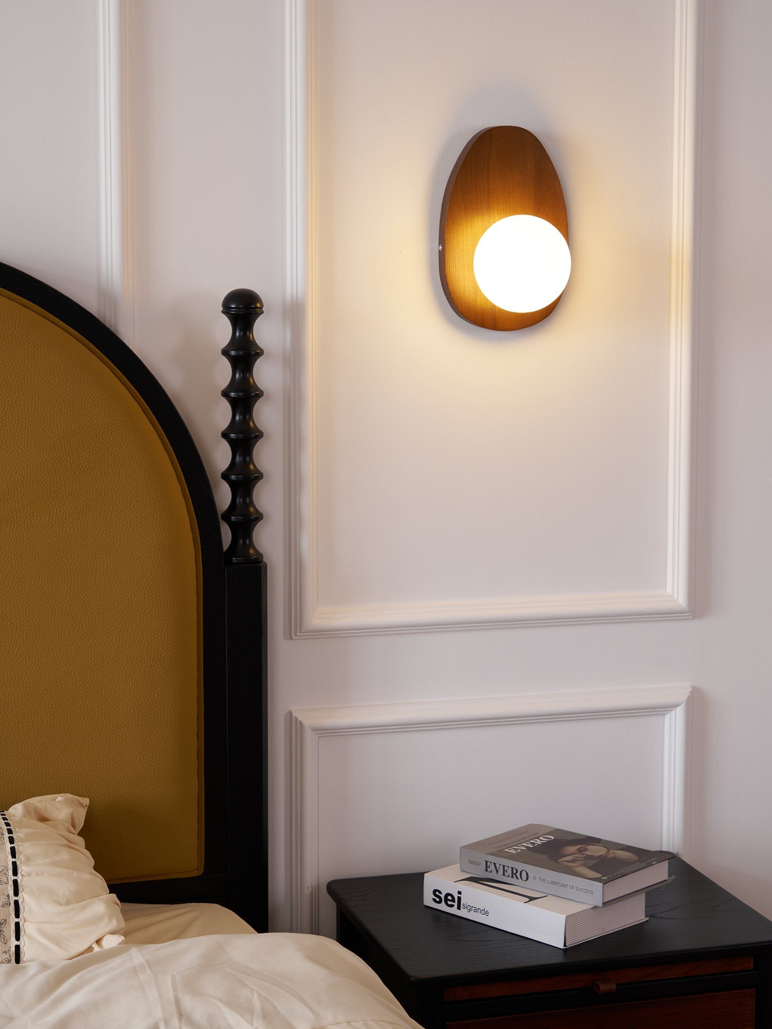 Nylaeiel Nordic Art Plug-in Walnut Glass Wood Wall Lamp - Neutralighting