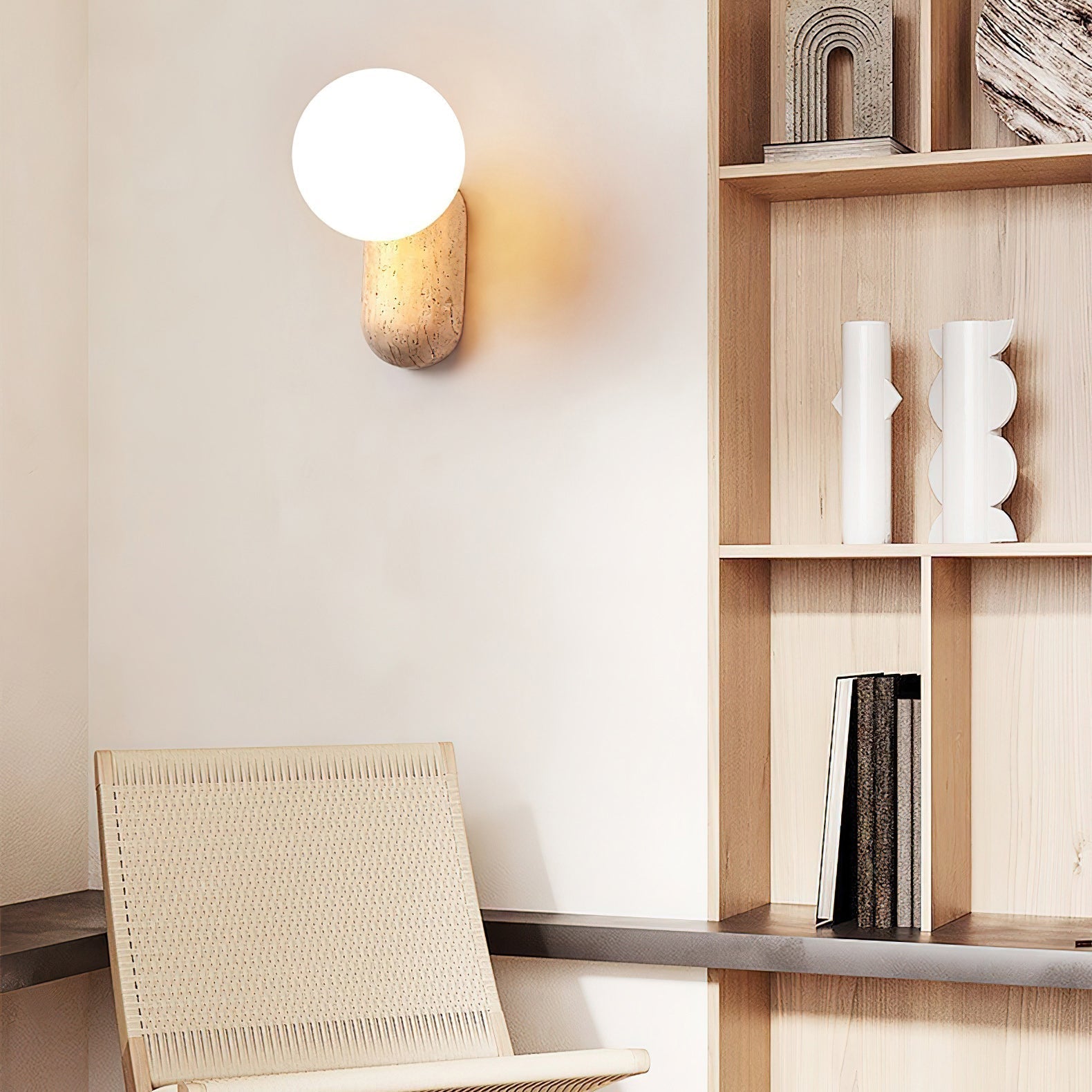 Colaeira Applique Murale Moderne Minimaliste en Travertin - Neutralighting
