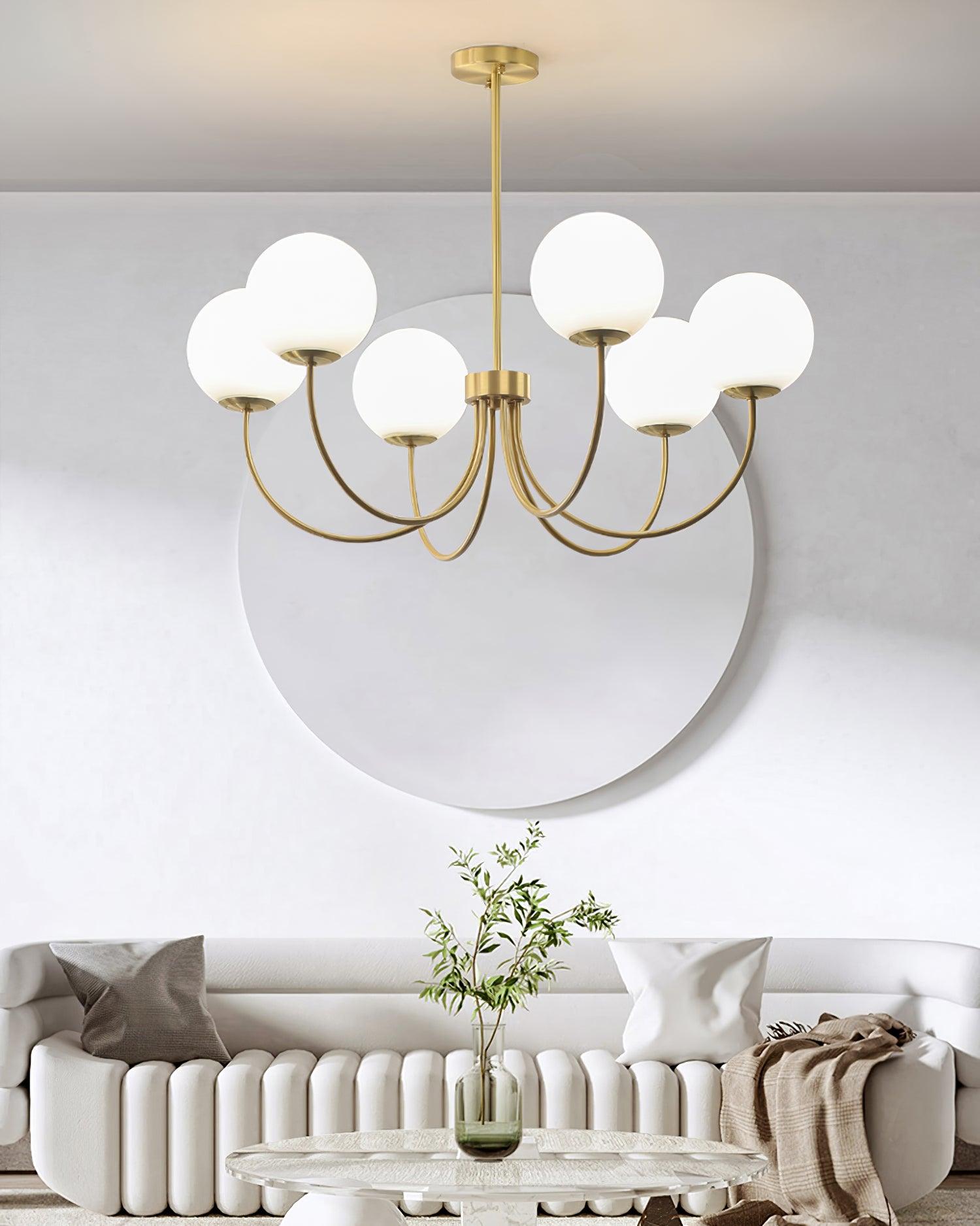 Lustra Chandelier Orillia Brass Globe Modern - Neutralighting