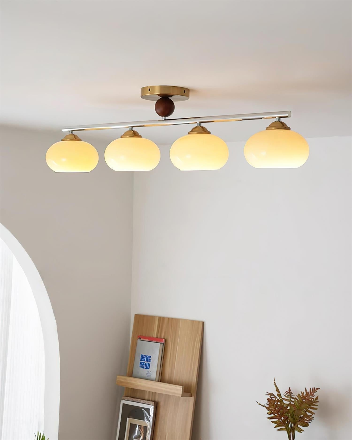 Aubrelle Plafonnier Globe 4 Lumières Verre Ambre - Neutralighting