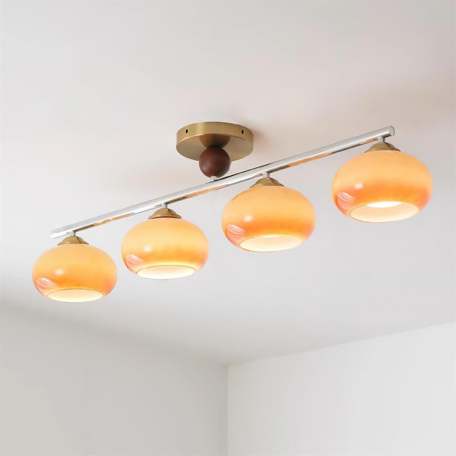 Aubrelle Plafonnier Globe 4 Lumières Verre Ambre - Neutralighting