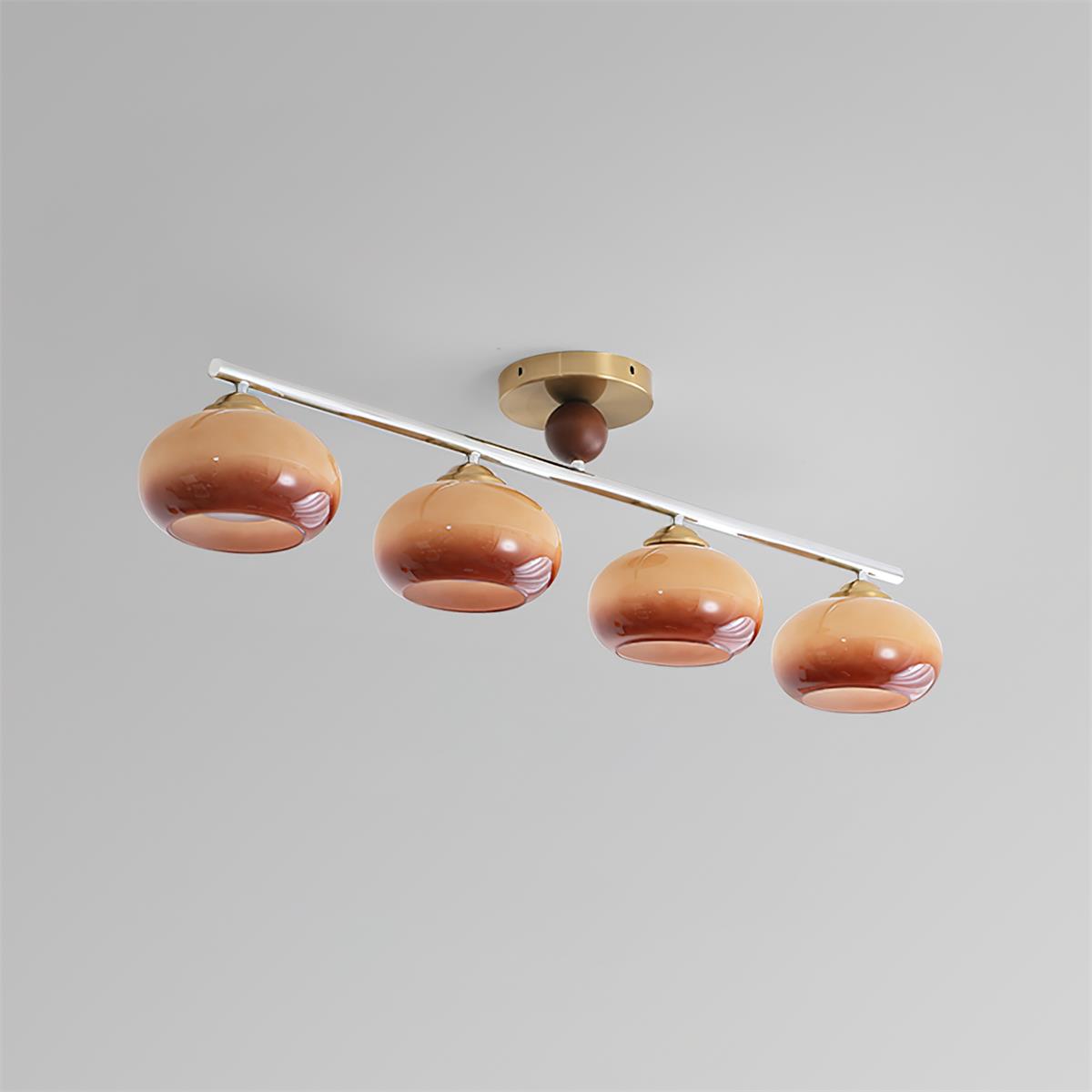 Aubrelle Plafonnier Globe 4 Lumières Verre Ambre - Neutralighting