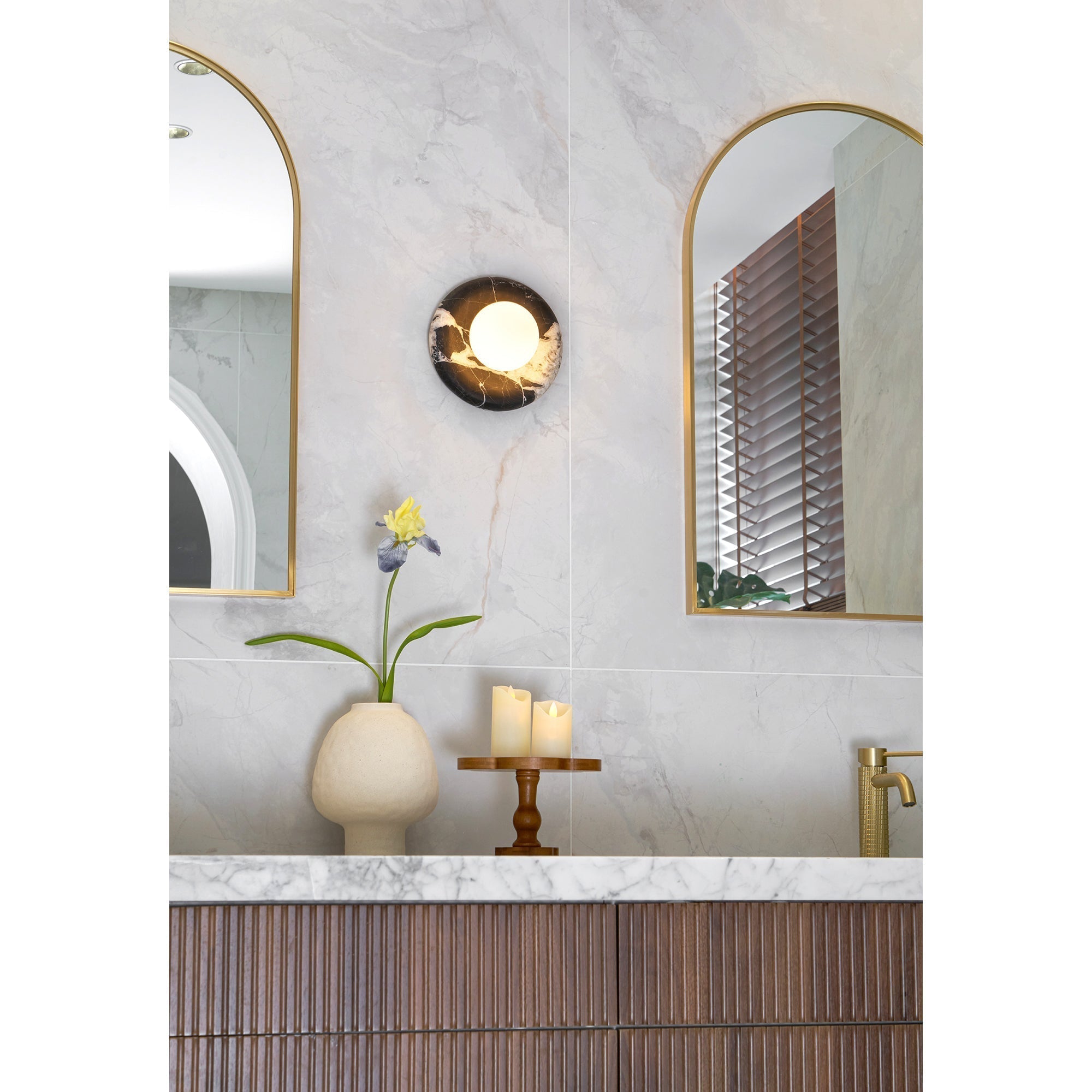 Uvinos Modern Minimalist Black Marble Sconce Wall Lamp - Lamp Copper