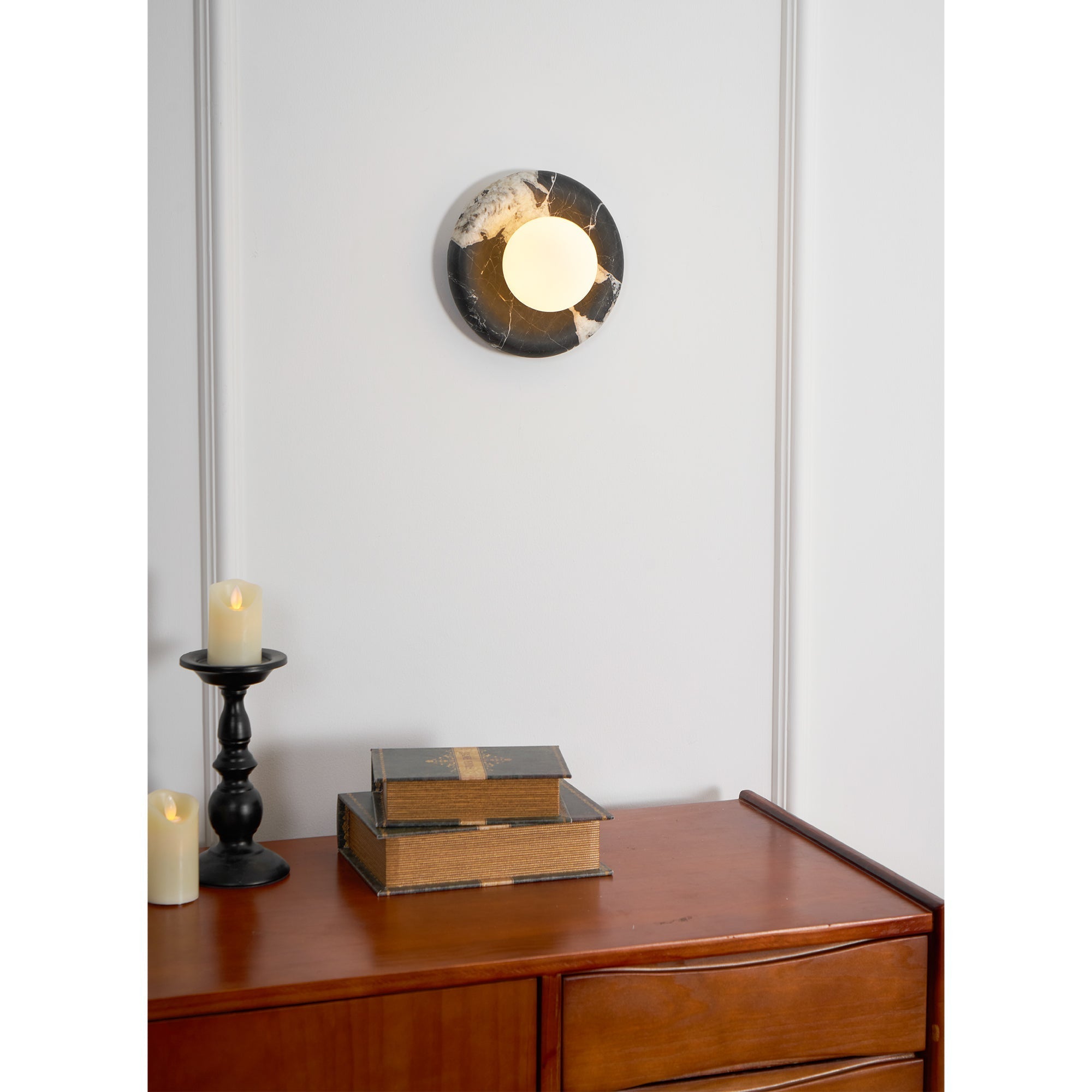 Uvinos Modern Minimalist Black Marble Sconce Wall Lamp - Lamp Copper