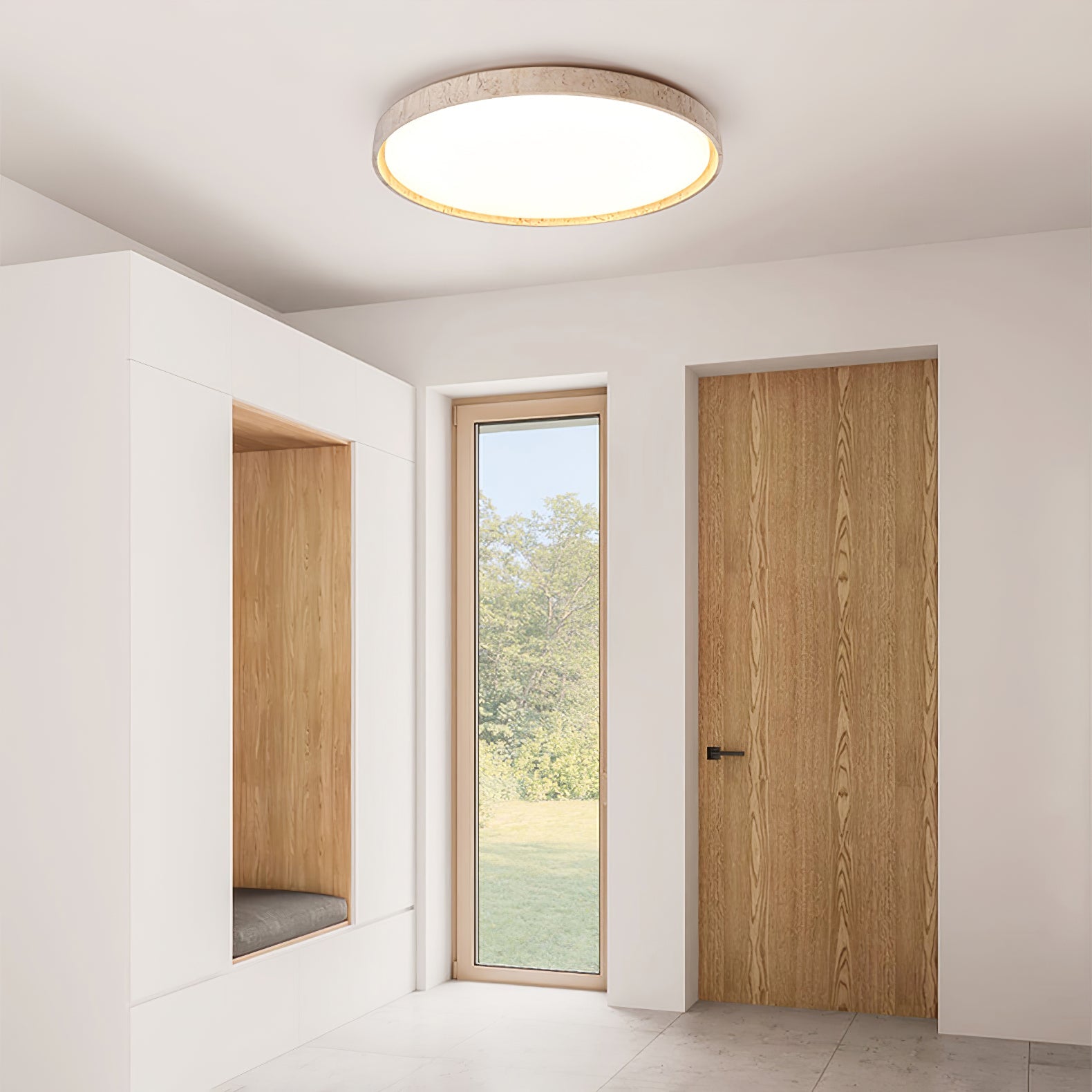 Kathy Lumière de Plafond Ronde en Travertin - Neutralighting