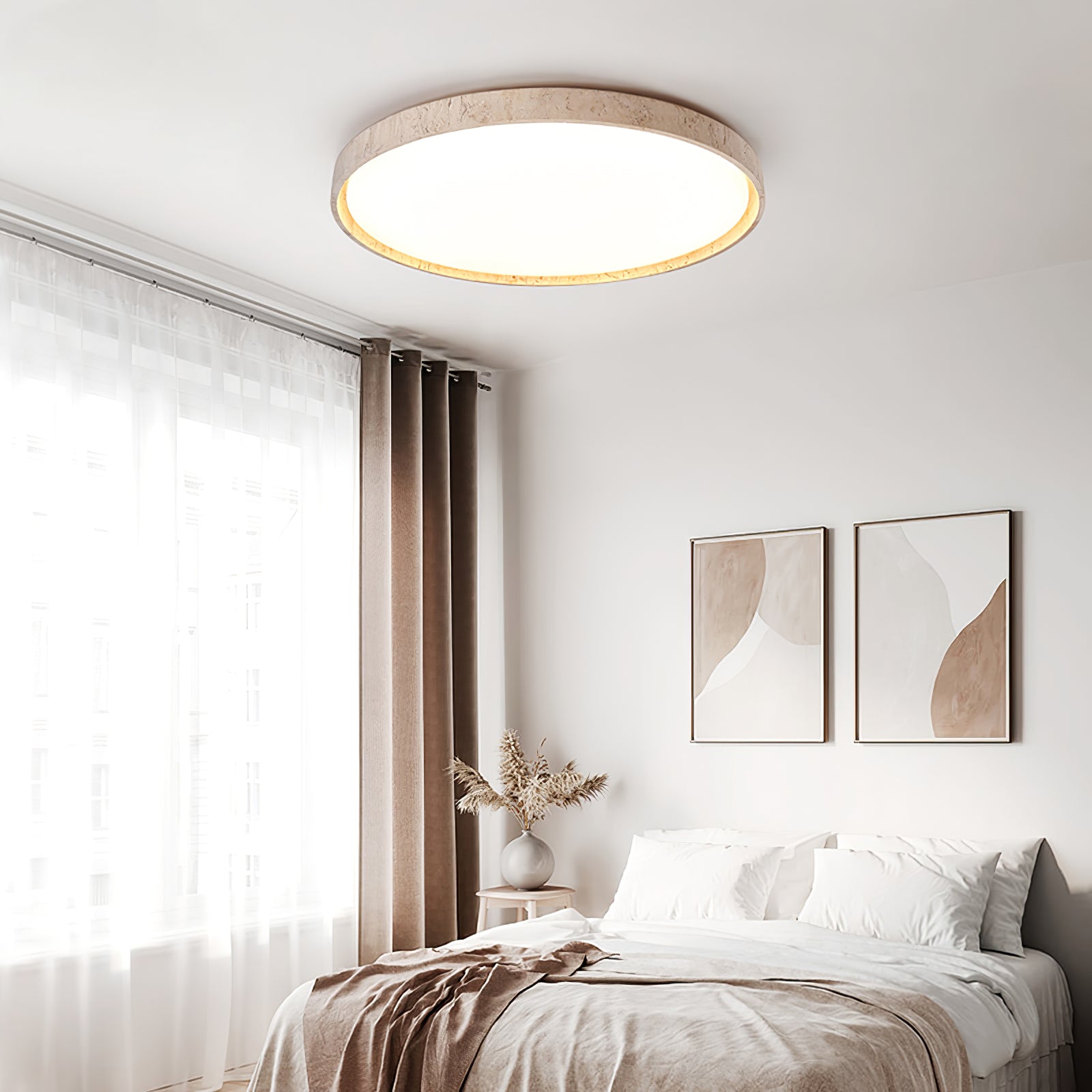 Kathy Lumière de Plafond Ronde en Travertin - Neutralighting