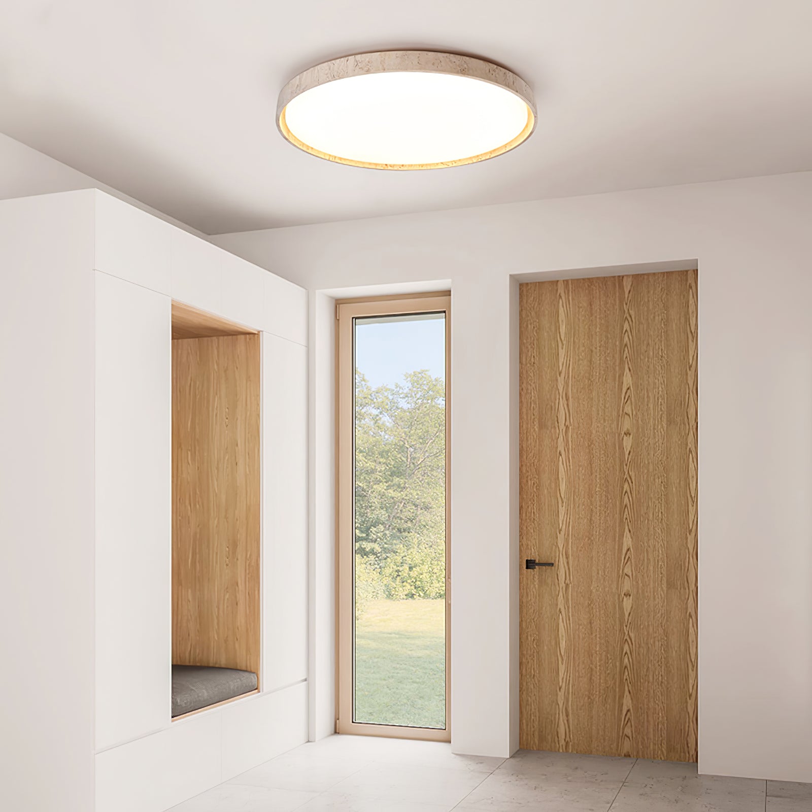 Kathy Lumière de Plafond Ronde en Travertin - Neutralighting