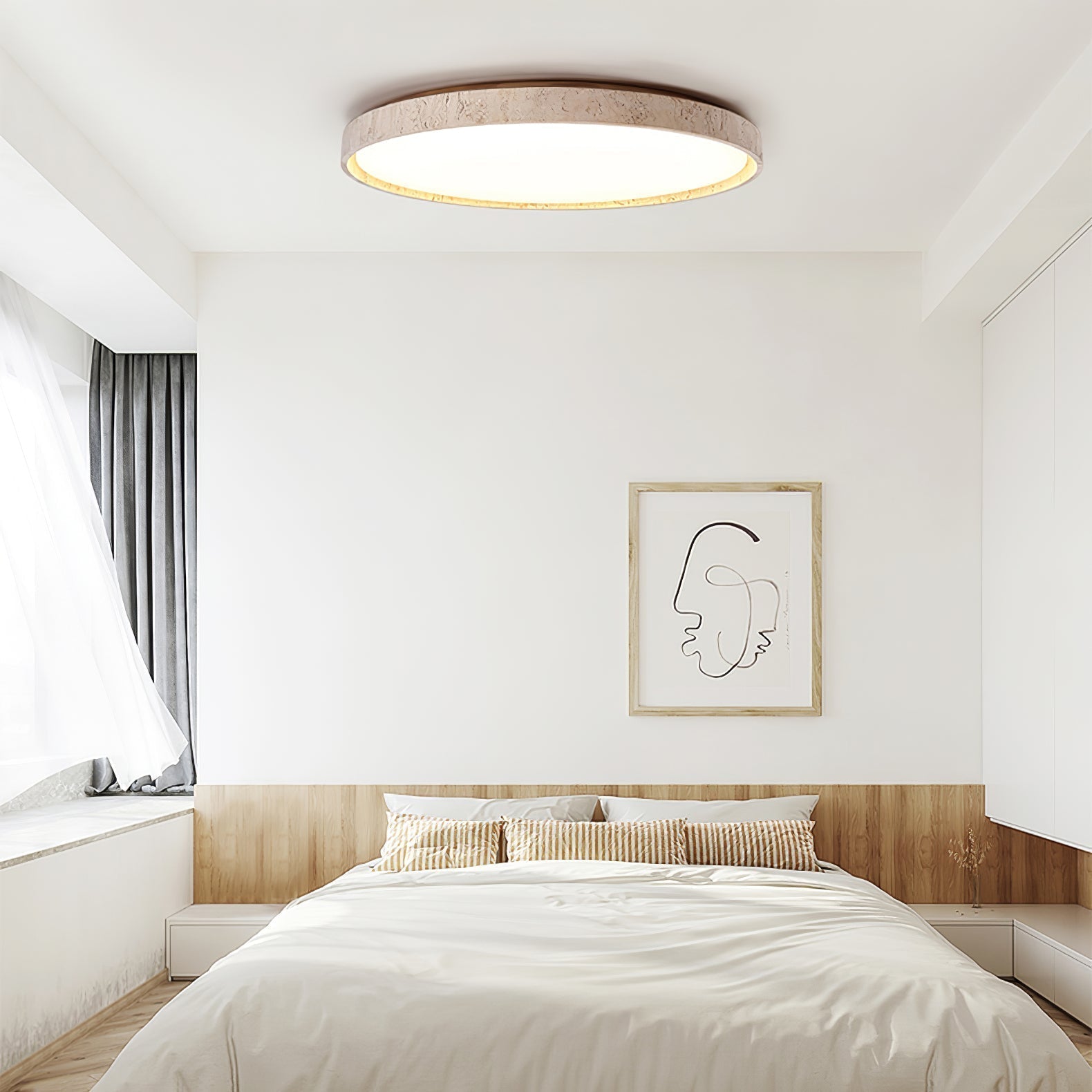 Kathy Lumière de Plafond Ronde en Travertin - Neutralighting