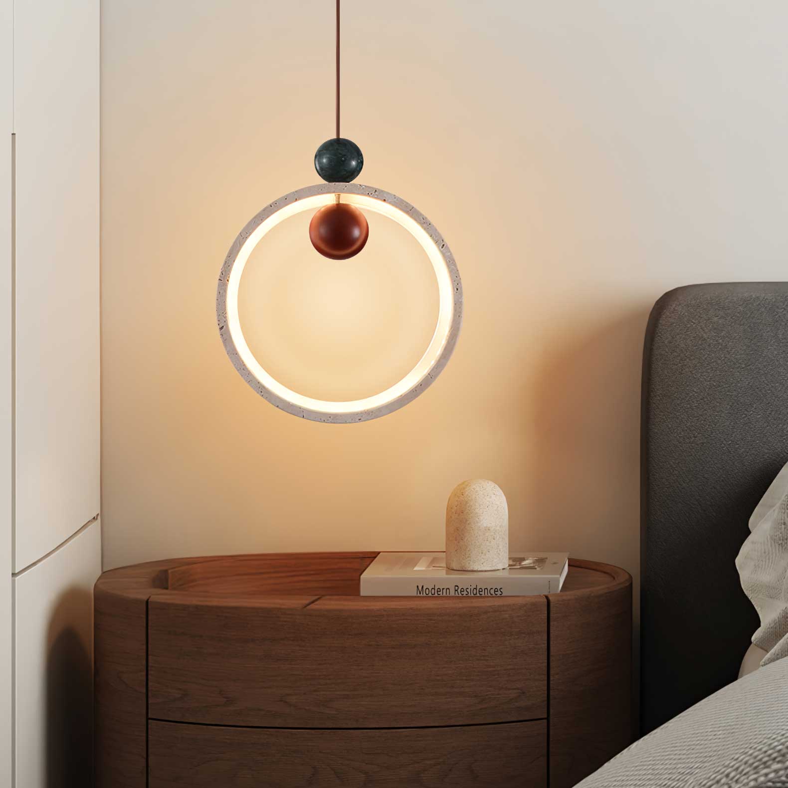Vovinyra Circulaire Travertin Pendentif Lumière - Neutralighting