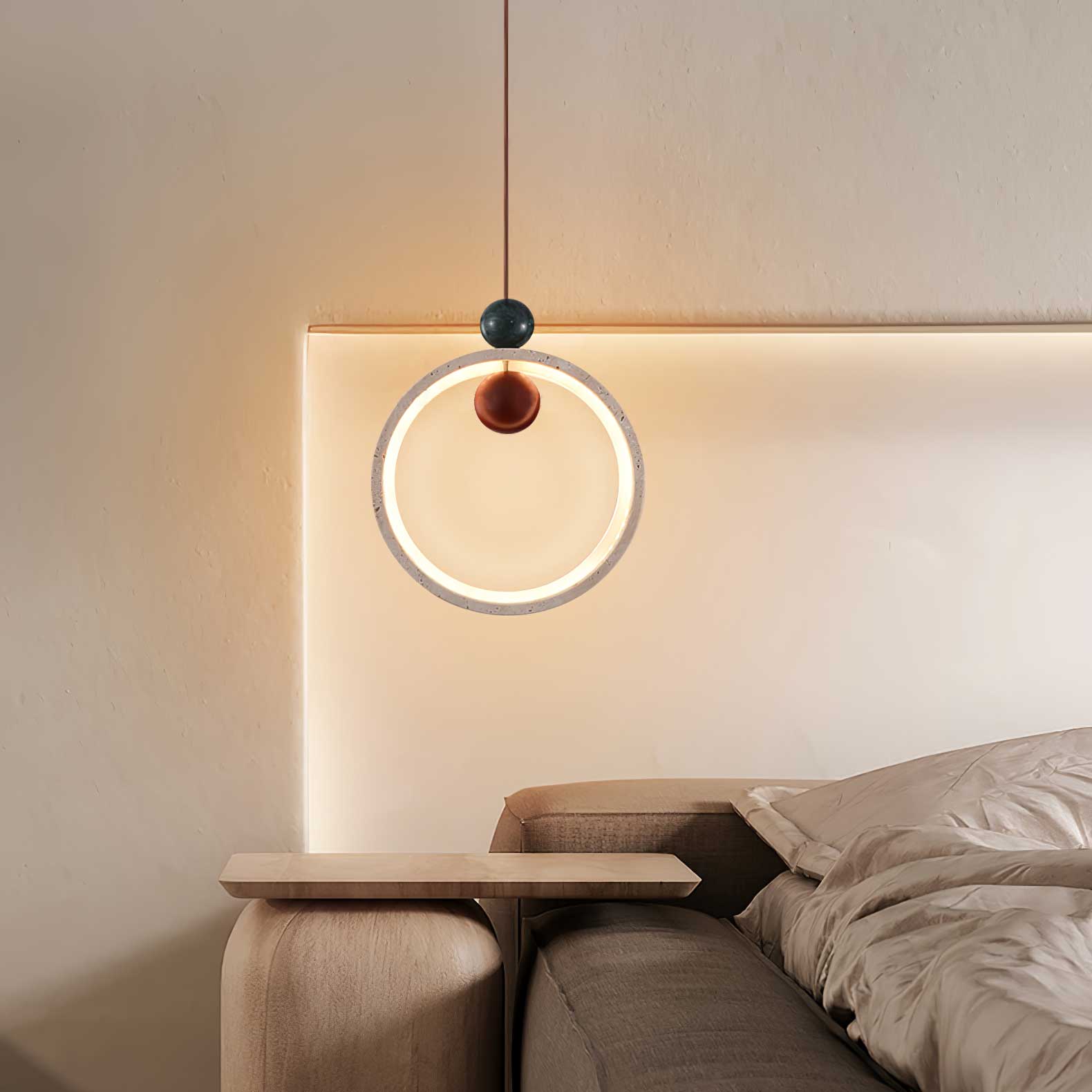 Vovinyra Circulaire Travertin Pendentif Lumière - Neutralighting