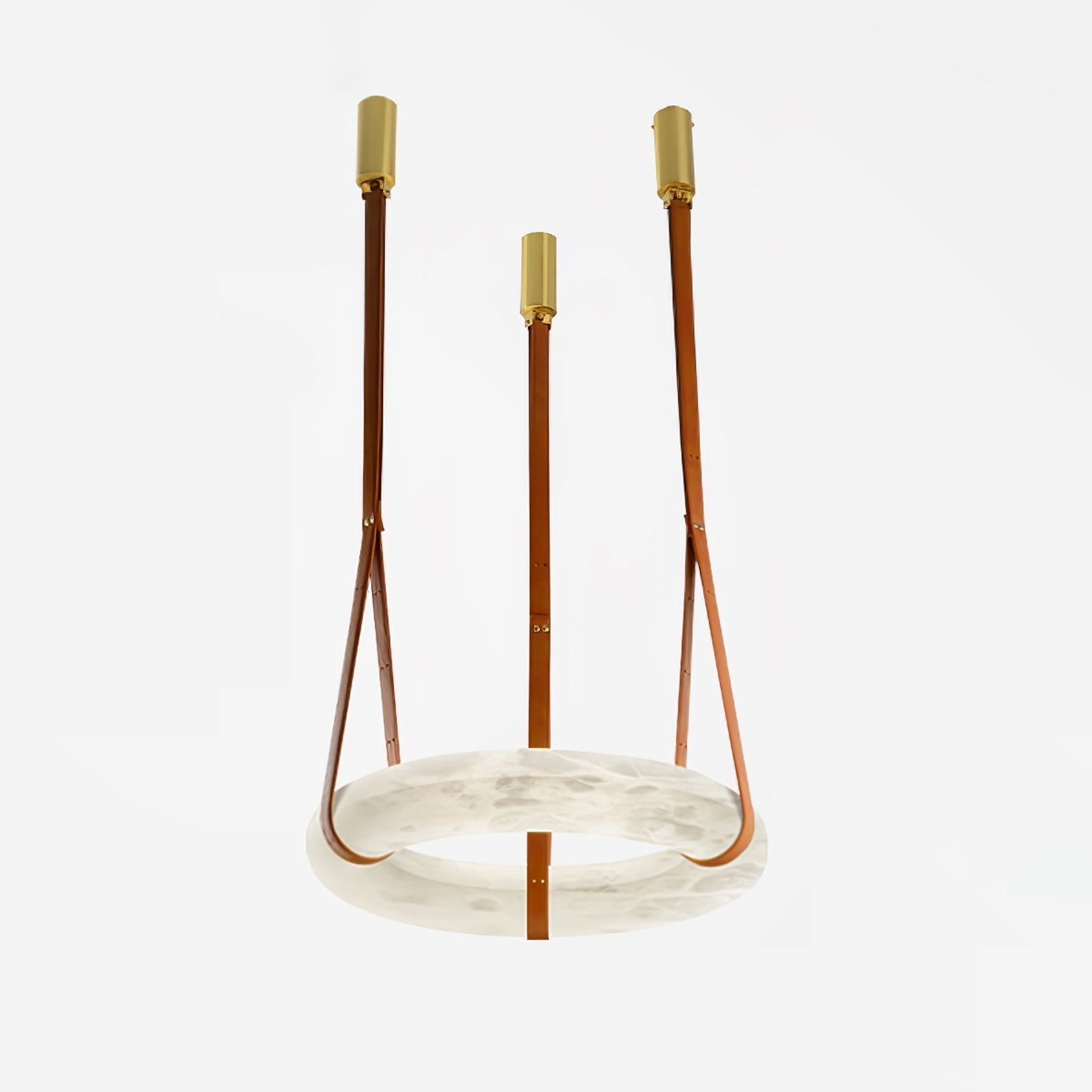 Suspension Alabaster Ring Triple lanières en cuir Nordic Luxe - Neutralighting