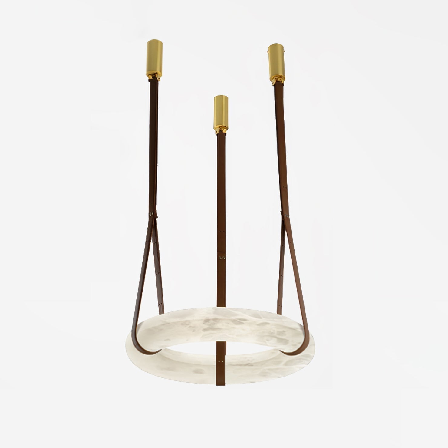 Suspension Alabaster Ring Triple lanières en cuir Nordic Luxe - Neutralighting