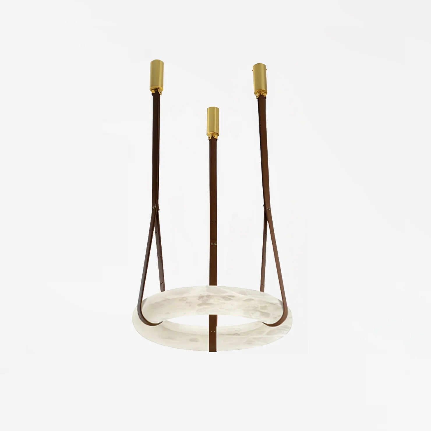 Suspension Alabaster Ring Triple lanières en cuir Nordic Luxe - Neutralighting
