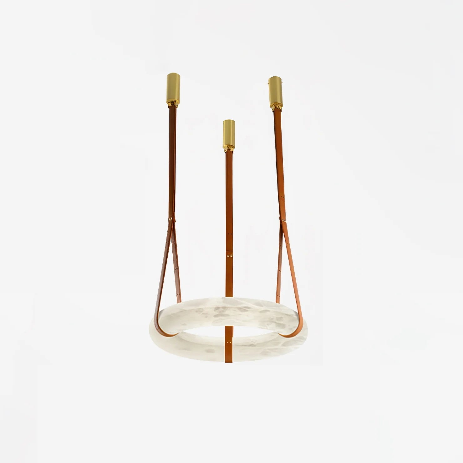 Suspension Alabaster Ring Triple lanières en cuir Nordic Luxe - Neutralighting
