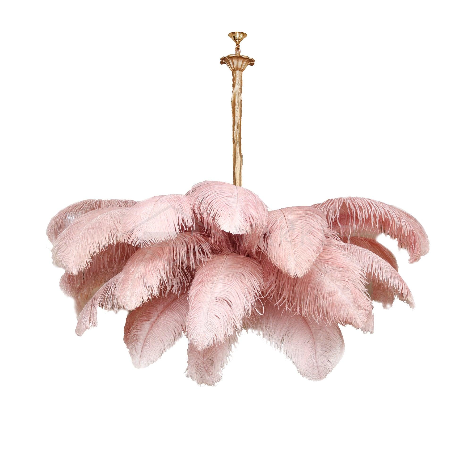 Lustra Chandelier Plume d'Autruche Grand Pied en Laiton - Neutralighting