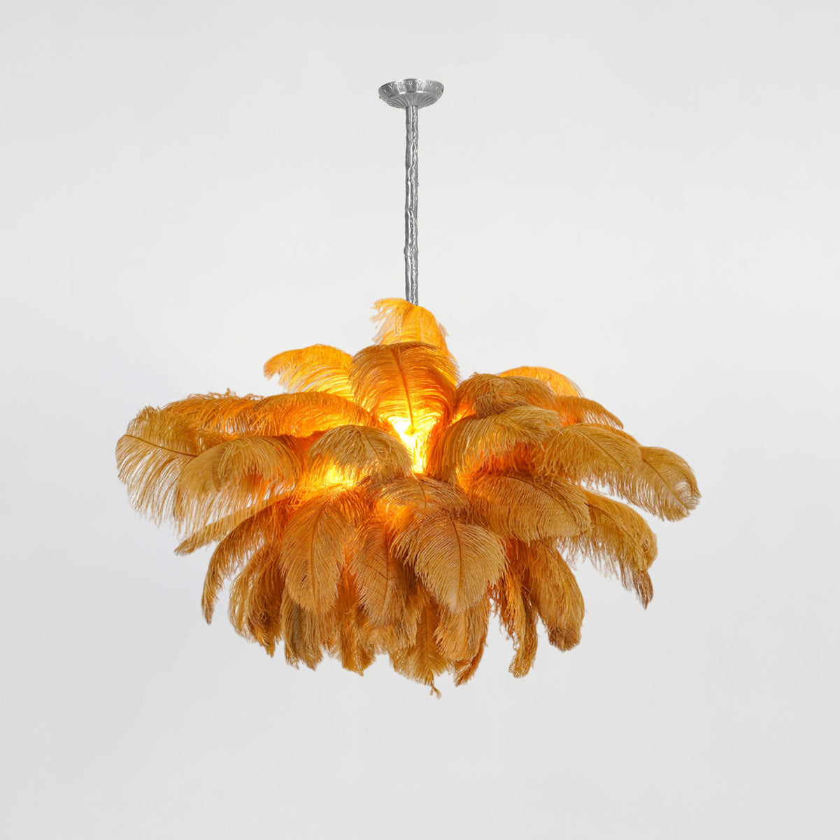 Lustra Chandelier Plume d'Autruche Grand Pied en Laiton - Neutralighting