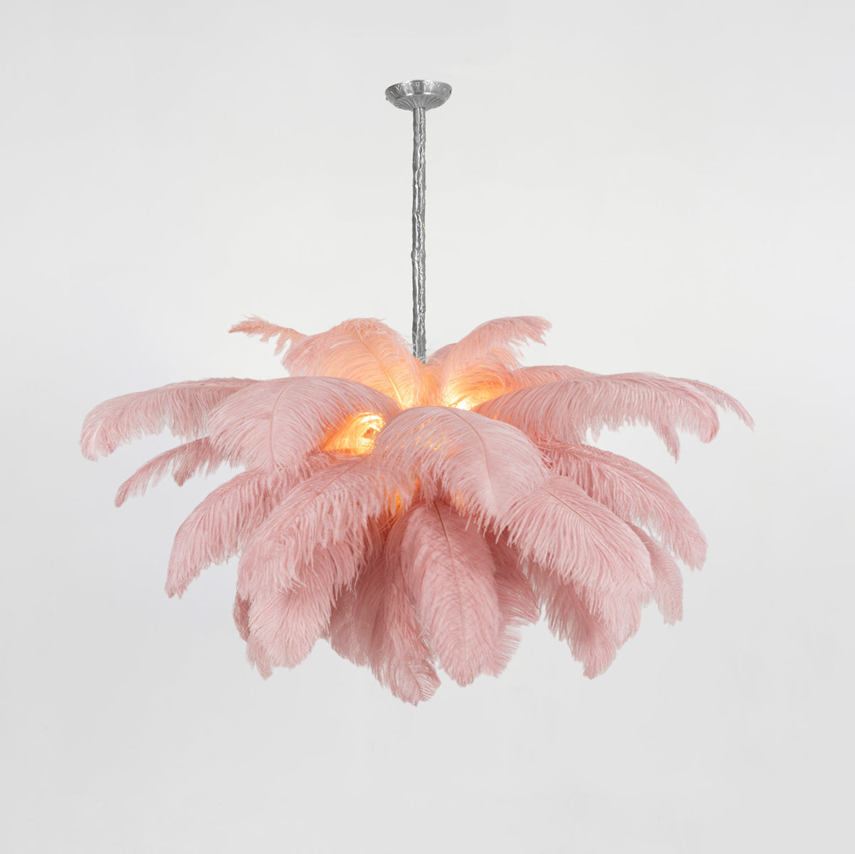 Lustra Chandelier Plume d'Autruche Grand Pied en Laiton - Neutralighting