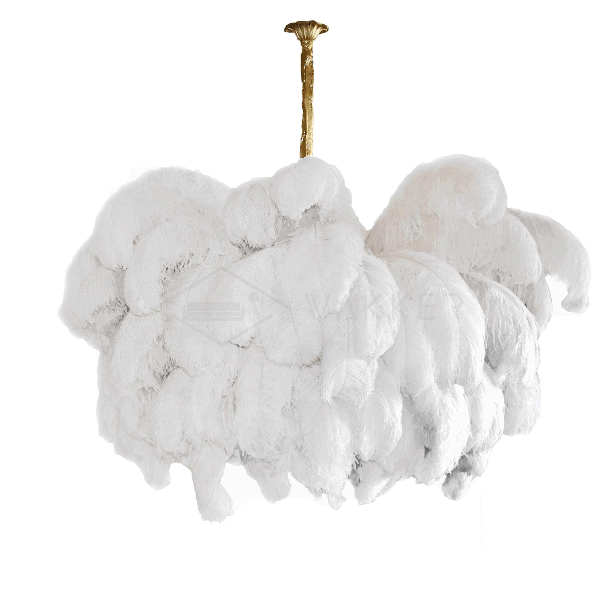 Lustra Chandelier Plume d'Autruche Grand Pied en Laiton - Neutralighting