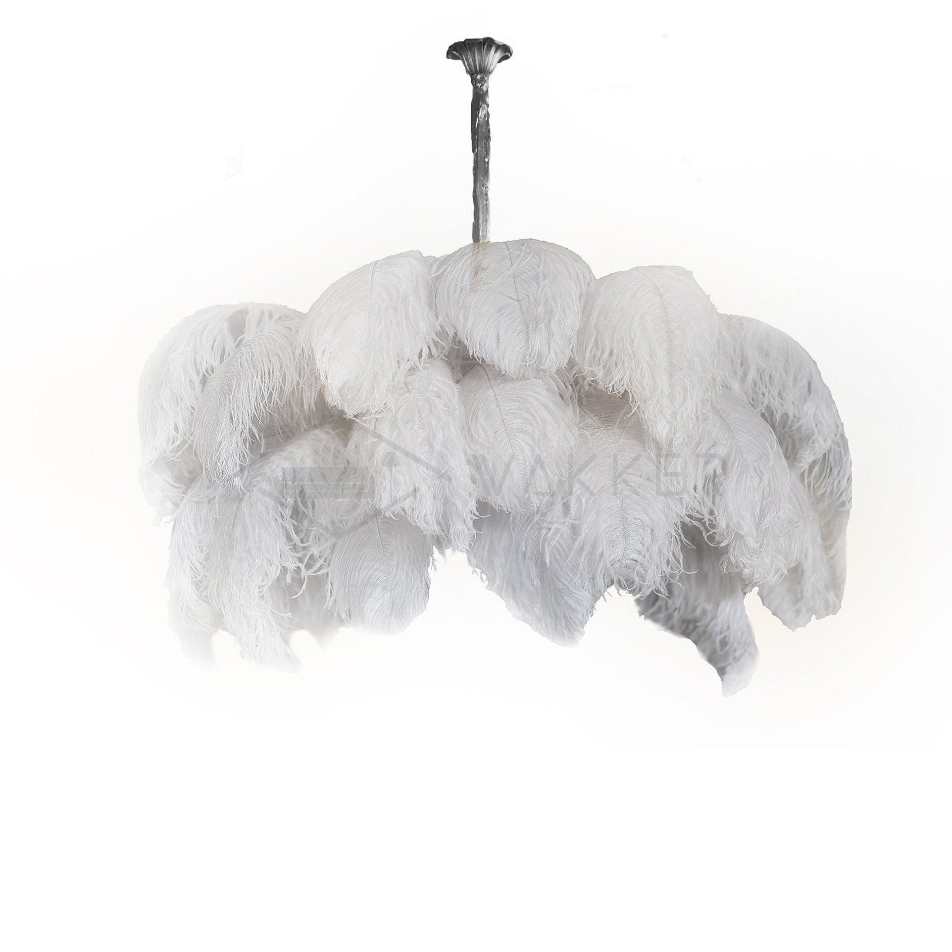 Lustra Chandelier Plume d'Autruche Grand Pied en Laiton - Neutralighting