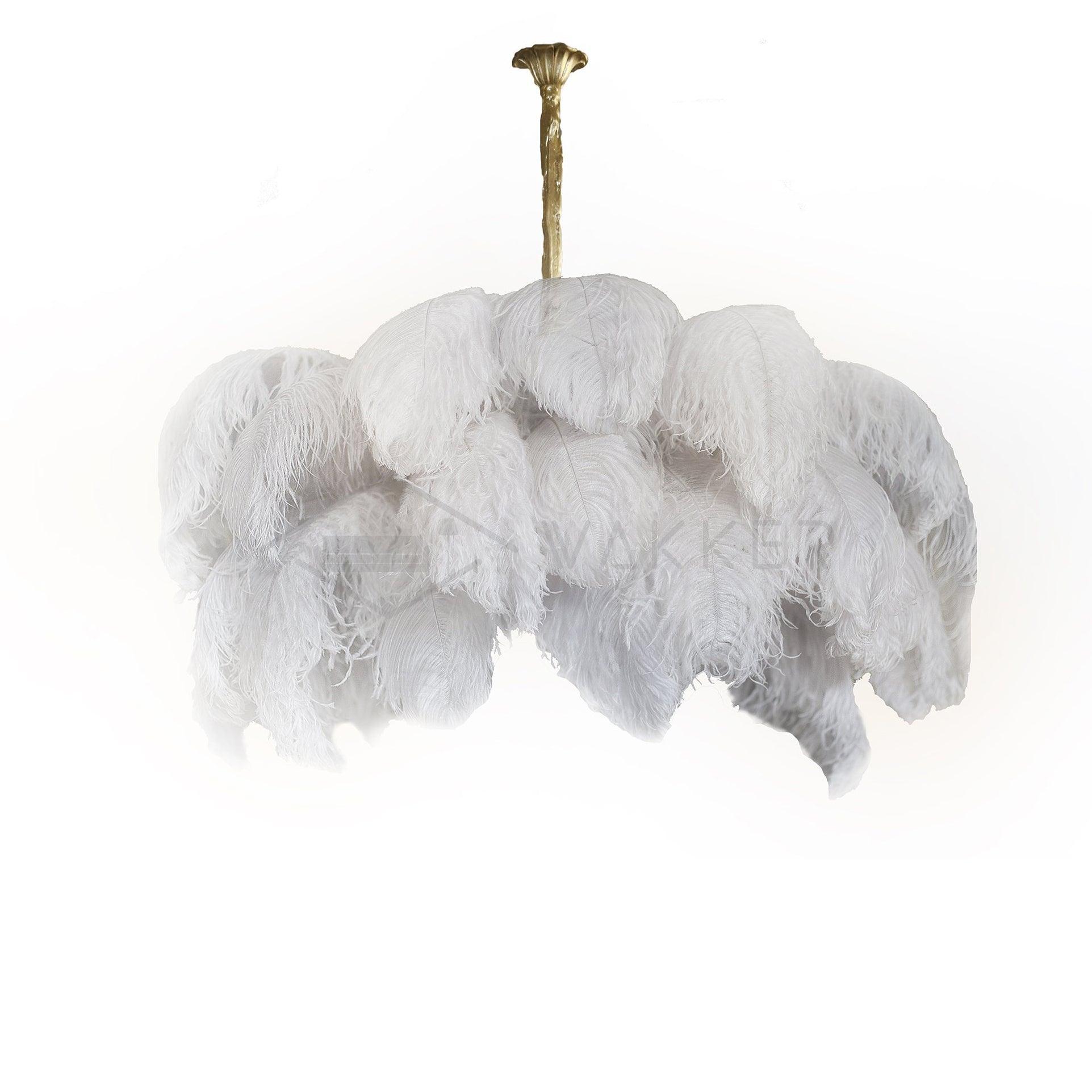 Lustra Chandelier Plume d'Autruche Grand Pied en Laiton - Neutralighting