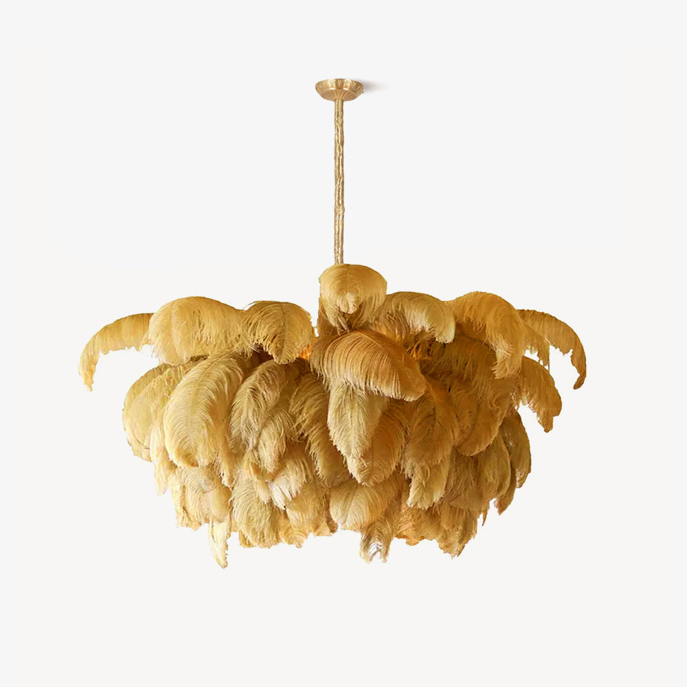 Lustra Chandelier Plume d'Autruche Grand Pied en Laiton - Neutralighting