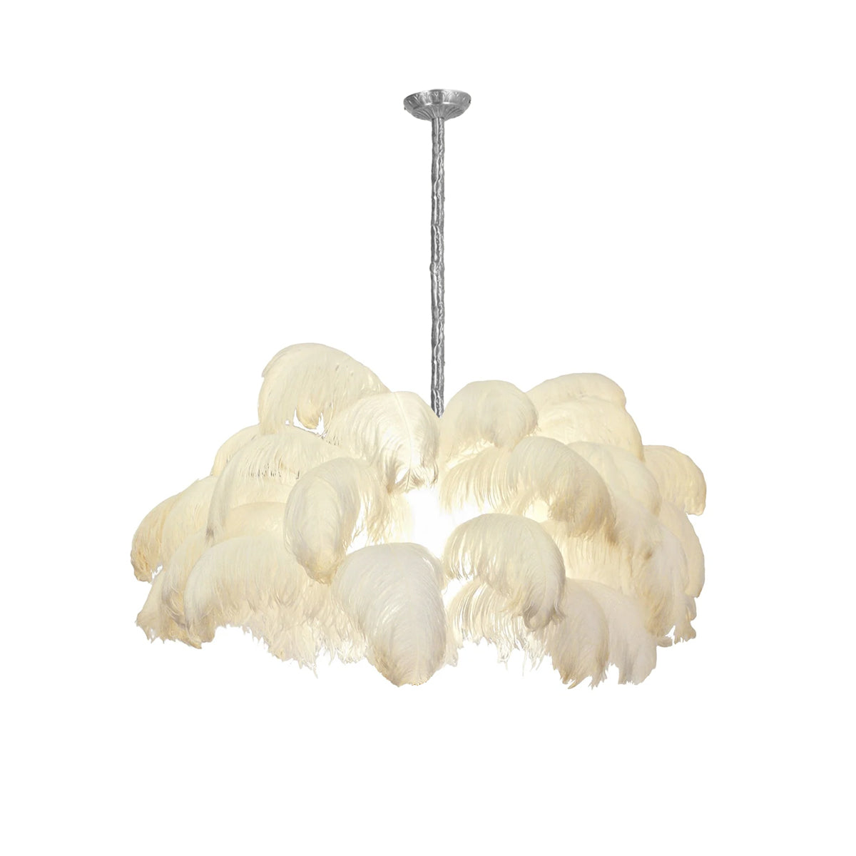 Lustra Chandelier Plume d'Autruche Grand Pied en Laiton - Neutralighting