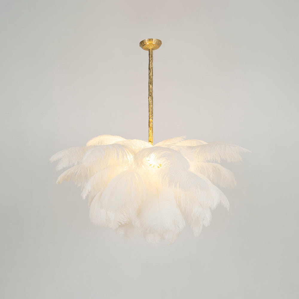 Lustra Chandelier Plume d'Autruche Grand Pied en Laiton - Neutralighting