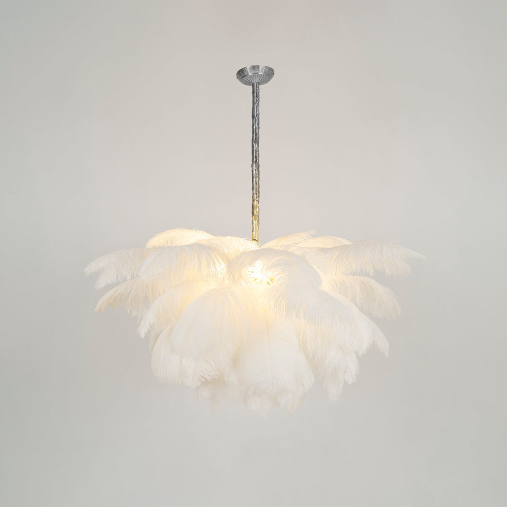 Lustra Chandelier Plume d'Autruche Grand Pied en Laiton - Neutralighting