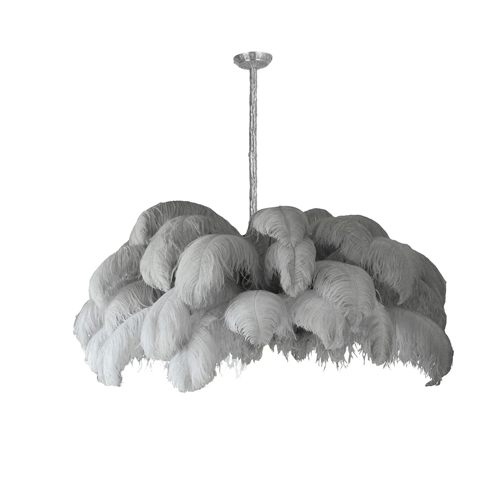 Lustra Chandelier Plume d'Autruche Grand Pied en Laiton - Neutralighting