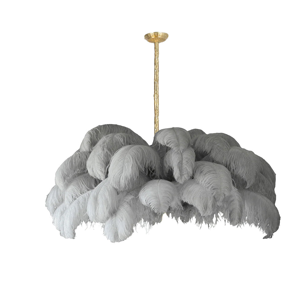 Lustra Chandelier Plume d'Autruche Grand Pied en Laiton - Neutralighting