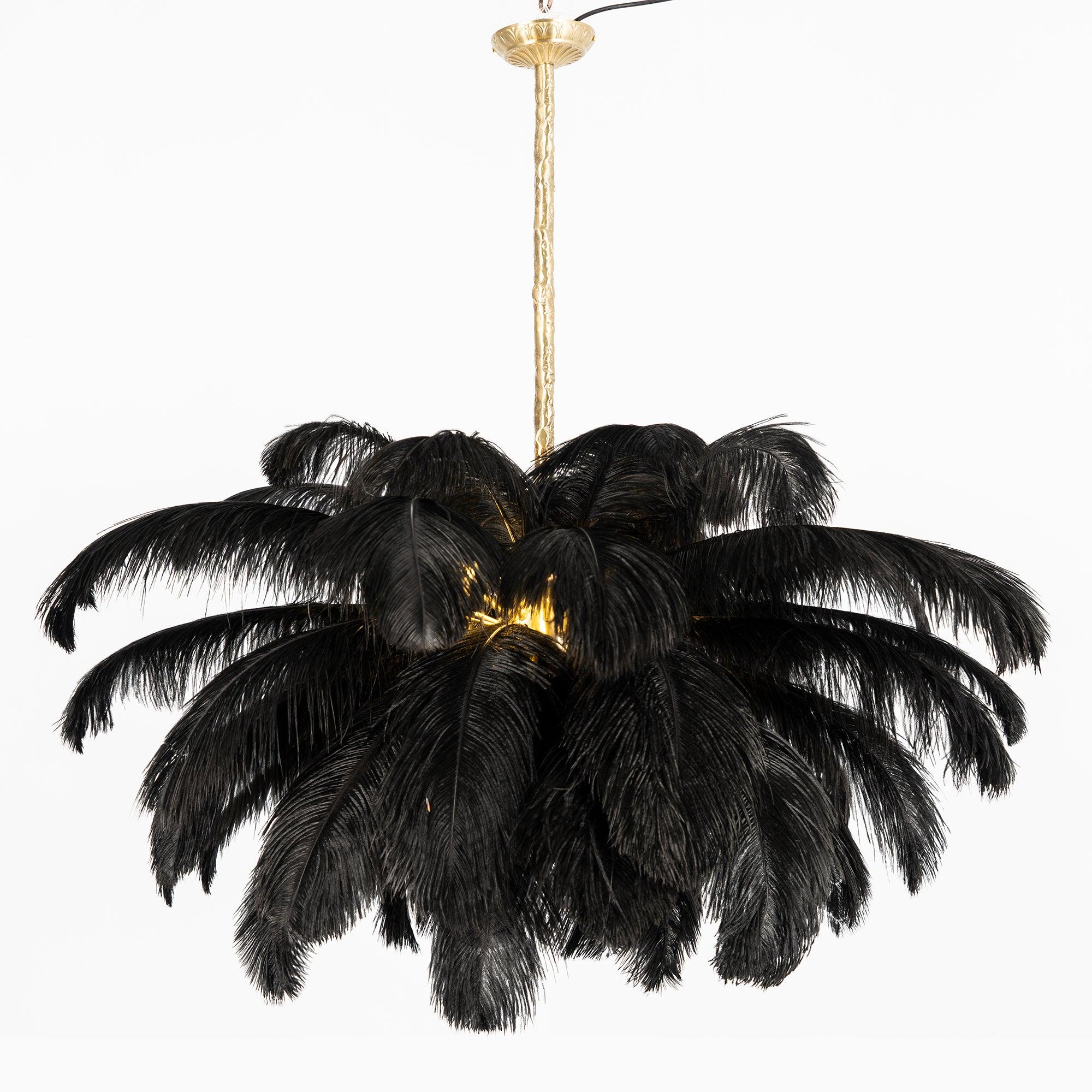 Lustra Chandelier Plume d'Autruche Grand Pied en Laiton - Neutralighting