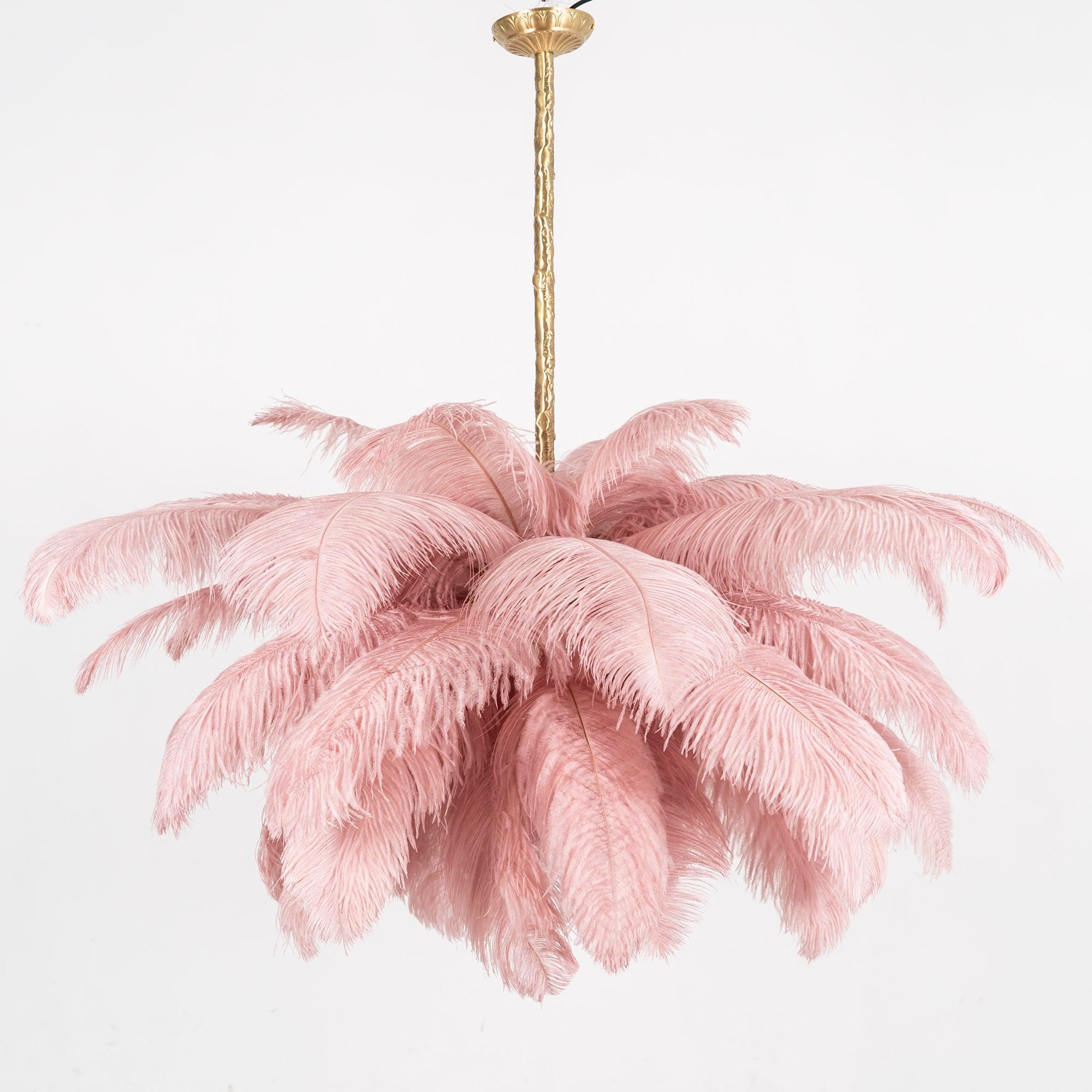 Lustra Chandelier Plume d'Autruche Grand Pied en Laiton - Neutralighting