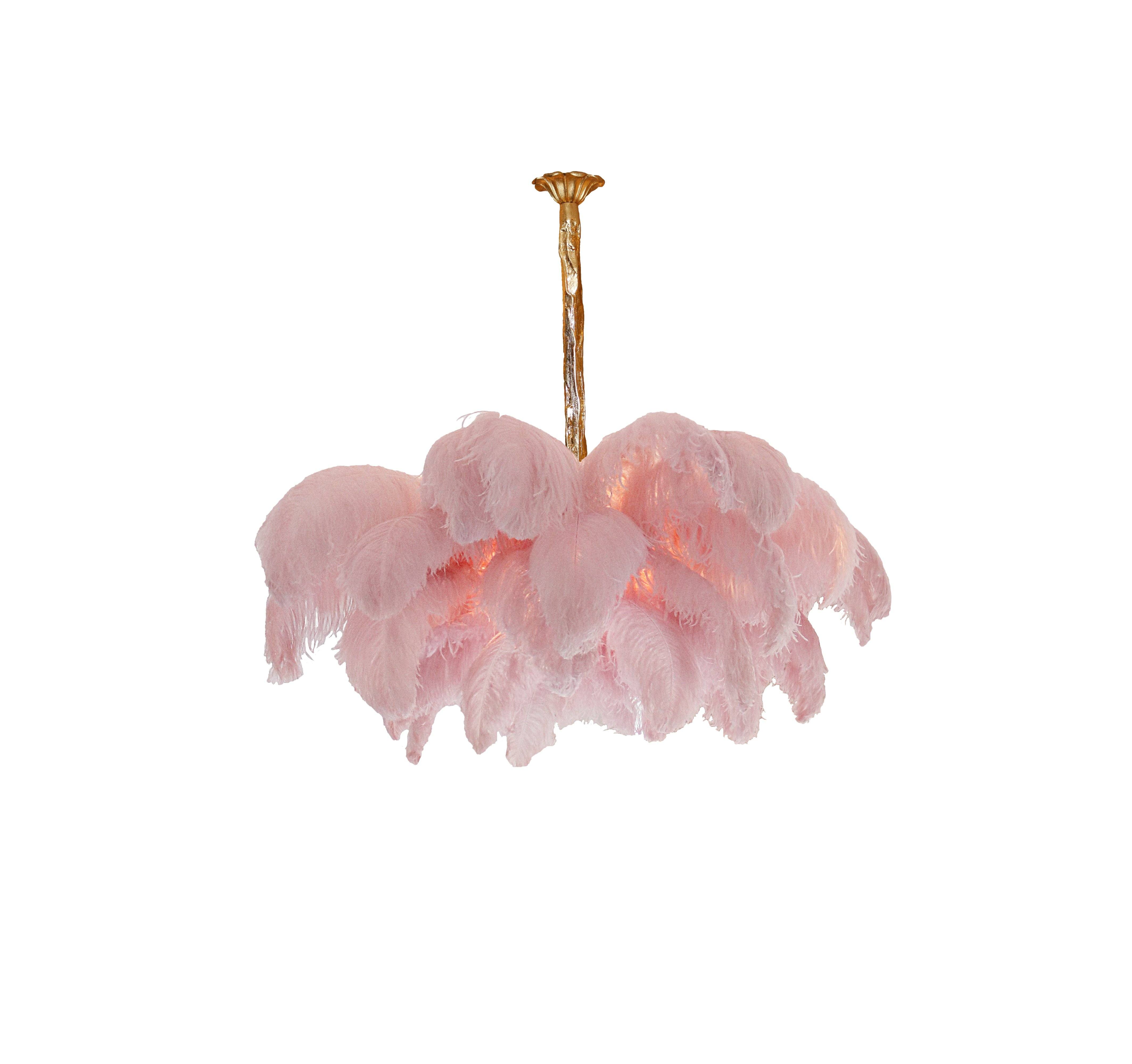 Lustra Chandelier Plume d'Autruche Grand Pied en Laiton - Neutralighting