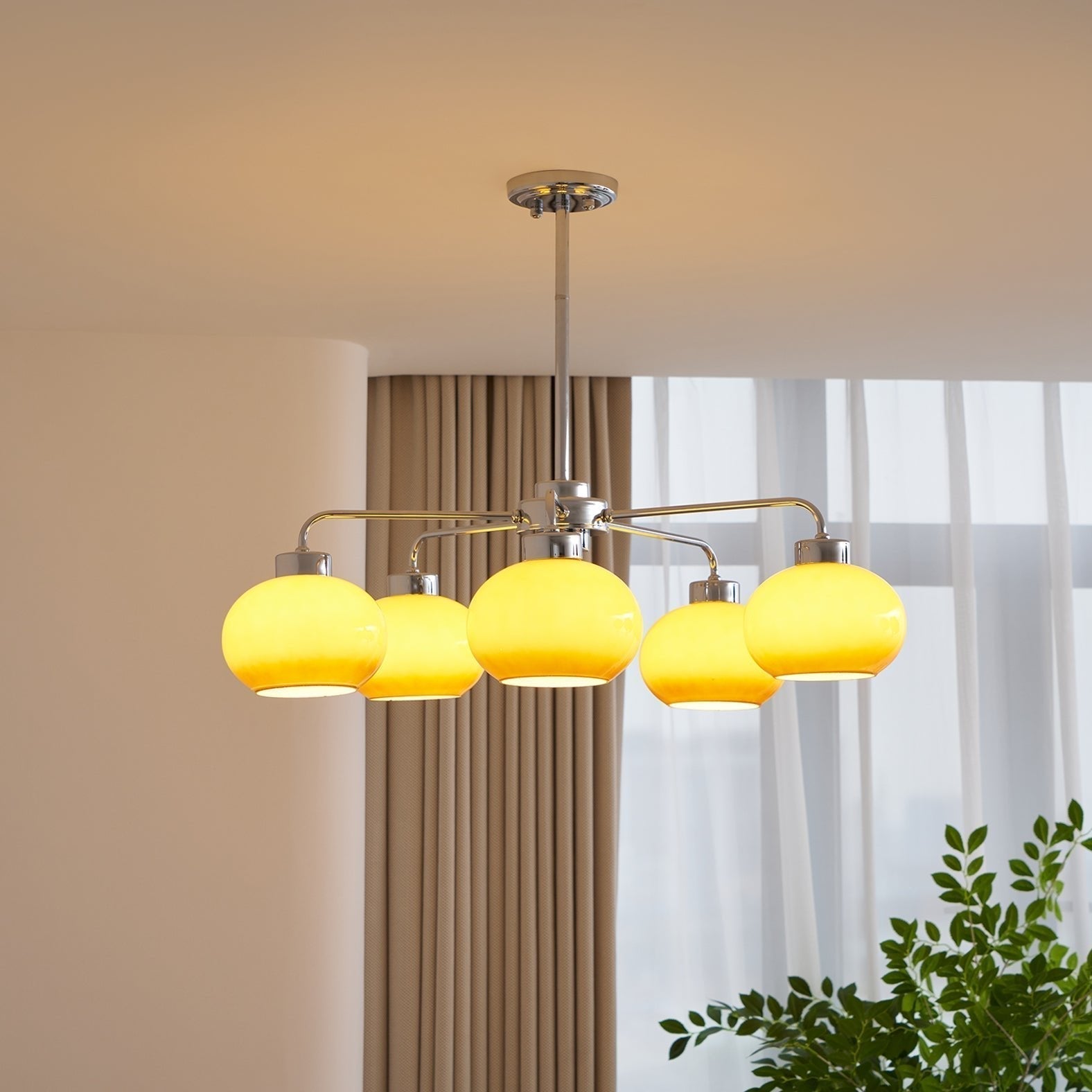 Oval Persimmon Chandelier - Blowlighting