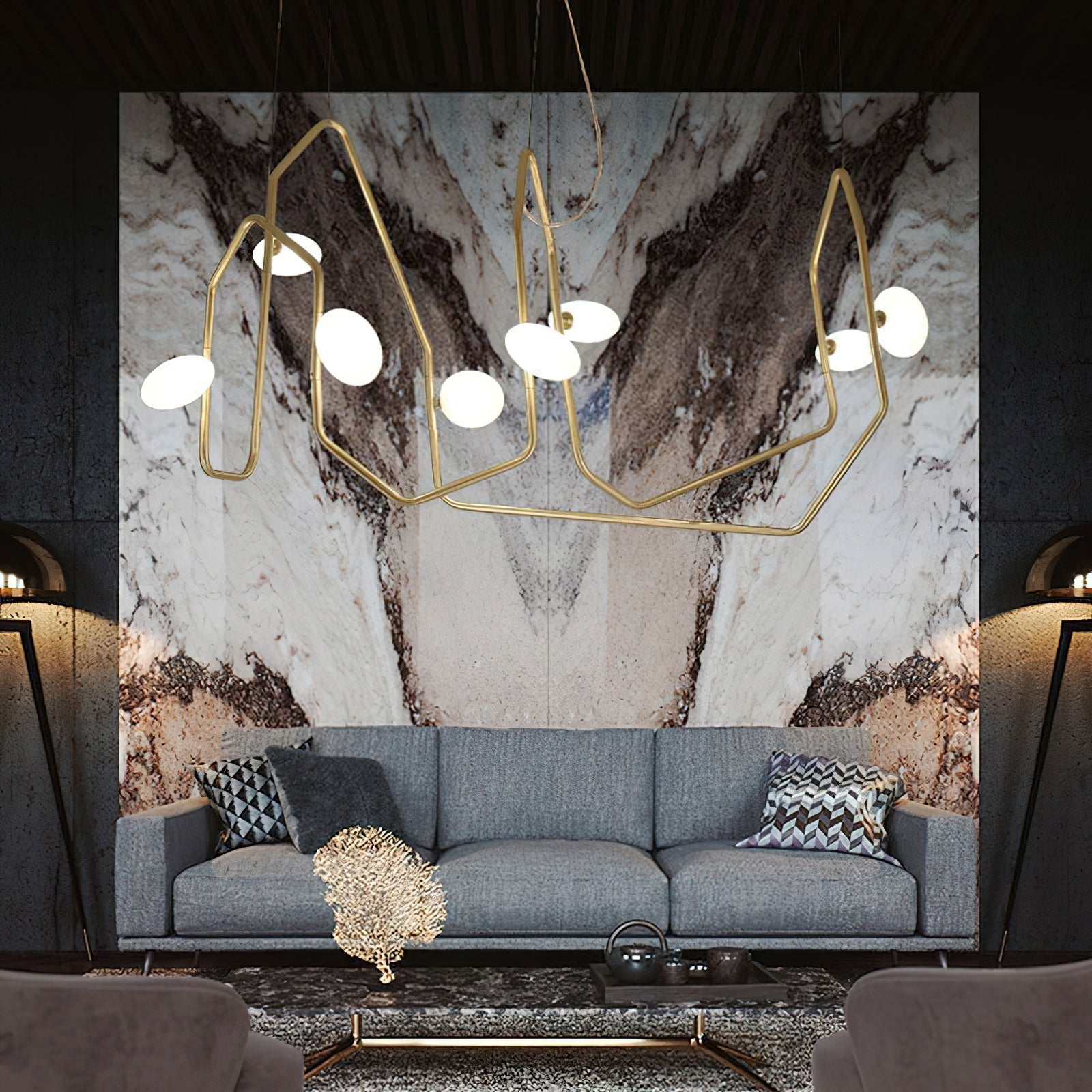 Aurvaryra Modern Minimalist Brass Glass Chandelier - Lamp Copper