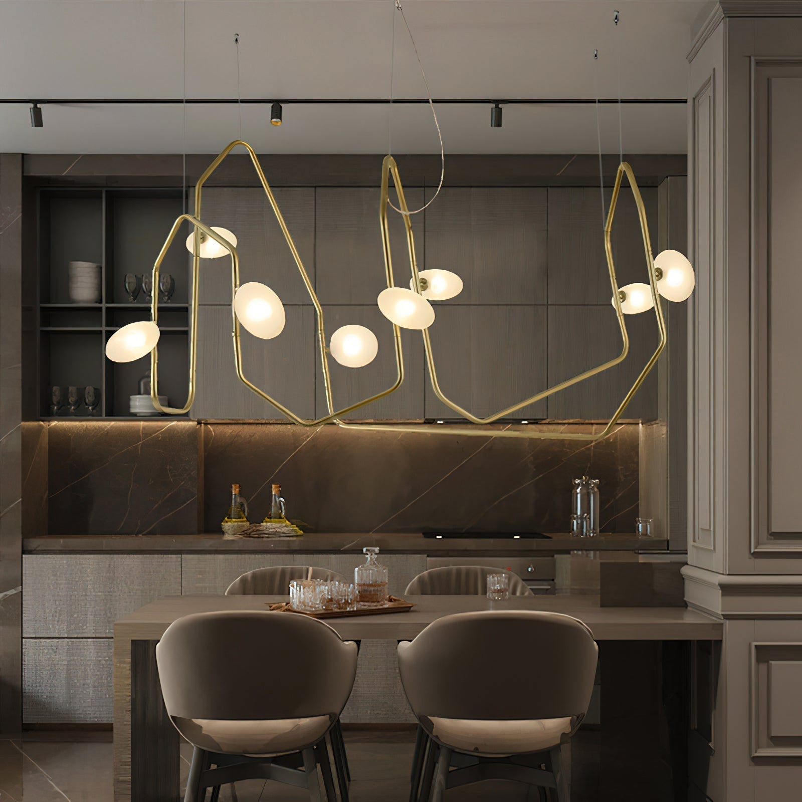 Aurvaryra Modern Minimalist Brass Glass Chandelier - Lamp Copper