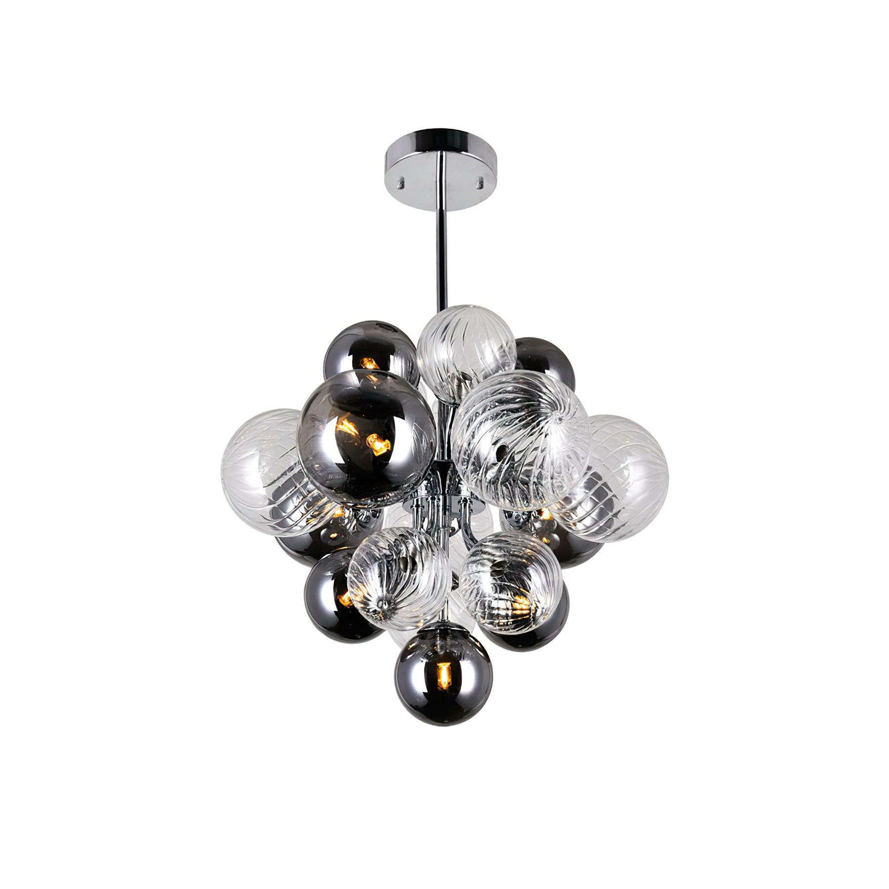 LustraChandelier Boule en Verre Chrome Pallocino - Neutralighting