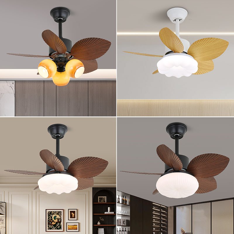 Gros plan sur les pales du Plafonnier Ventilateur Liora en Bois Tropical