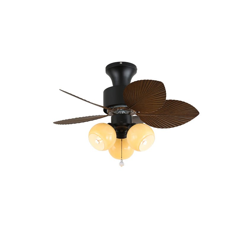 Plafonnier Ventilateur Liora Tropical en Verre avec abat-jour blanc