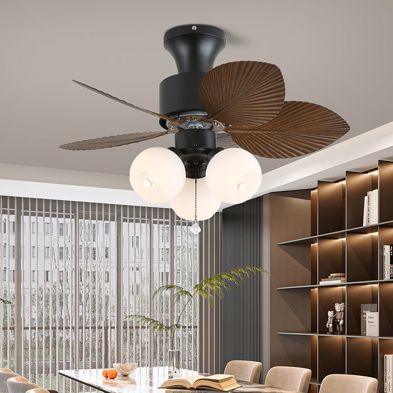 Plafonnier Ventilateur Liora Tropical en Verre avec pales et abat-jour en verre